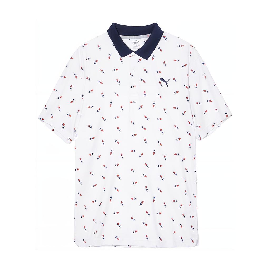 Puma Golf Series Moisture-Wicking Versatile Quick-Dry Short Sleeve Polo Shirt Men tops White Deep-Red 533859-01