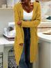 Women's Solid Color Loose Knit Cardigan - Chunky Mid-Length Cable Knit Sweater Coat