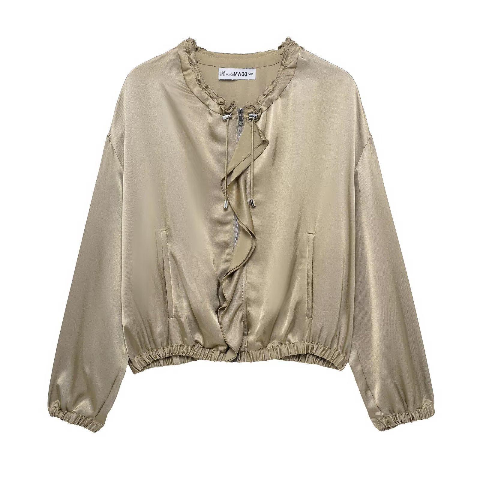 

TAOP&ZA Spring/Summer Women s Fashion Layered Silk Satin Shirt Medium