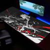 HYBXAXC Anime Desk Mat Non Slip Rubber Mouse Pad Black Red Chinese Style Swordsman Art Design for Gaming Office Decor