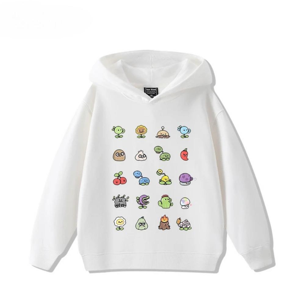 2025 Autumn/Winter New Children's Long Sleeve Top Plant Wars Zombie Printed Street Fashion Boys and Girls Hooded Sports Shirt