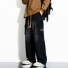 Kayiyasu Cargo Plus Loose Wide Straight Baggy Winter Size Men's Jeans, Size, Fit, Leg, Fit, Pants, Casual, Stylish, Spring, Summer, Autumn, (Black, L)
