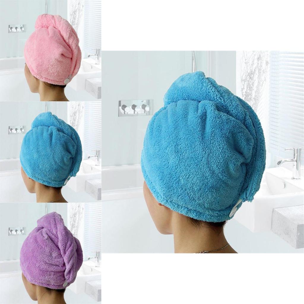 Thick Double Layer Hair Drying Cap With Waterabsorbing Coral Fleece For Women