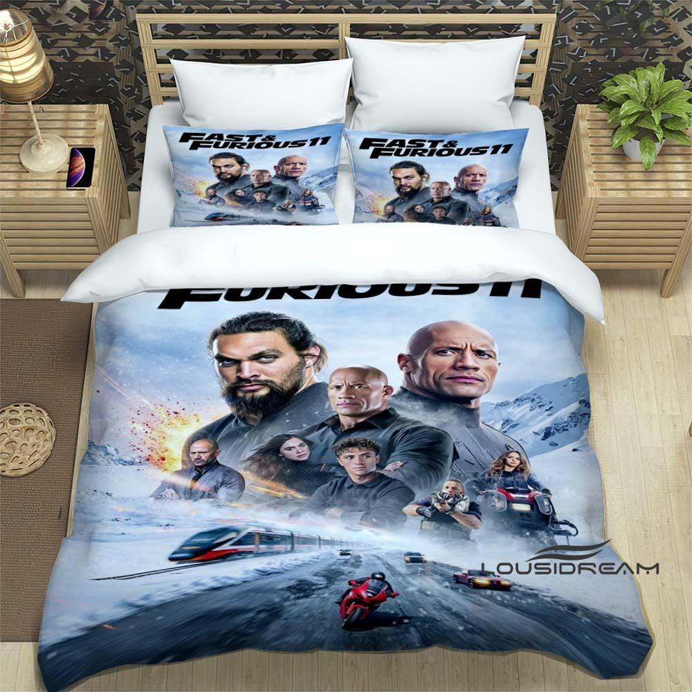 This Printed Bedding Set—featuring Duvet Covers and Pillowcases—is Inspired by the *Fast & Furious* Racing Action Film Franchise