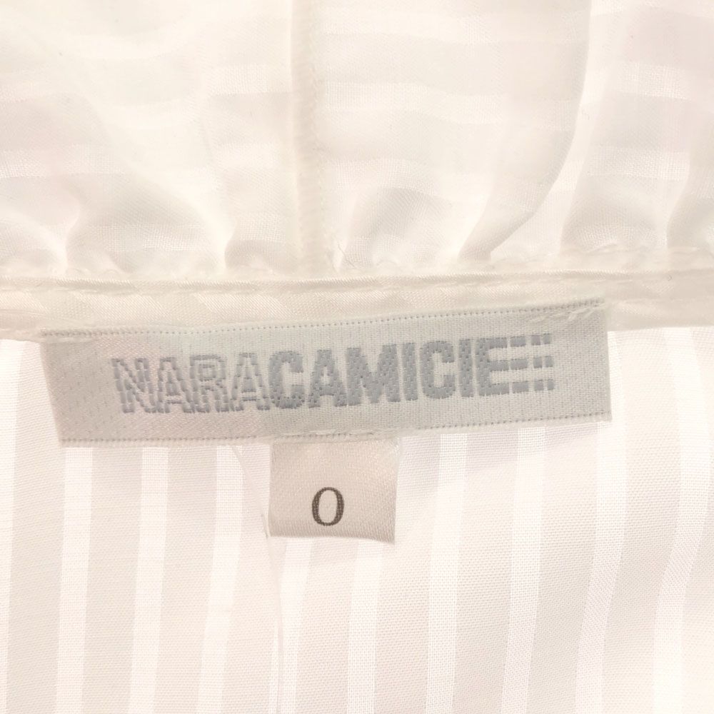 unused NARACAMICIE Striped Pattern Long sleeve Frill blouse white Tagged Women Used