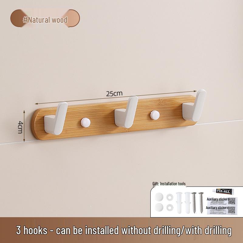 Walnut No-Drill Wall-Mounted Hook – Solid Wood Multi-Purpose Hook for Bedroom, Kitchen, Bathroom, and More.