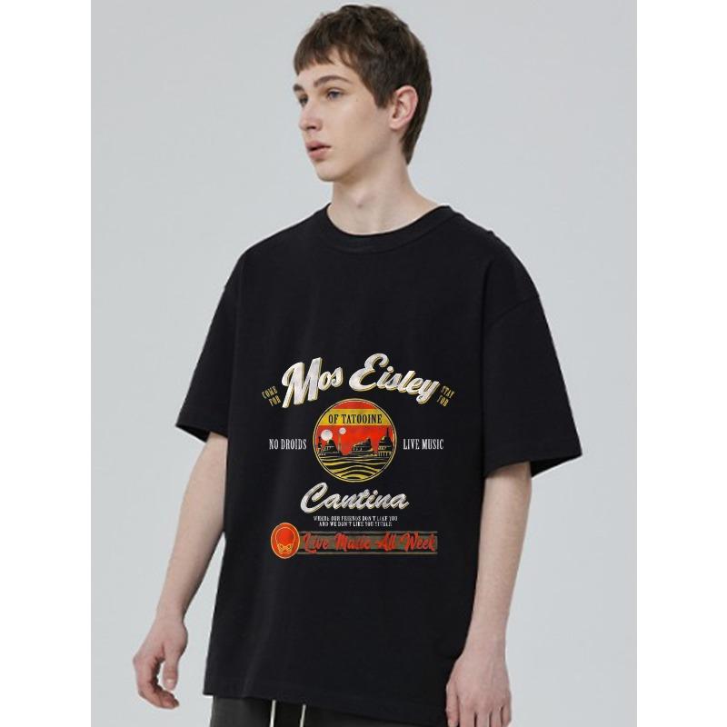 Black T Shirt Mos Eisley Cantina Star Wars Inspired Graphic Print for Casual Wear and Fan Apparel