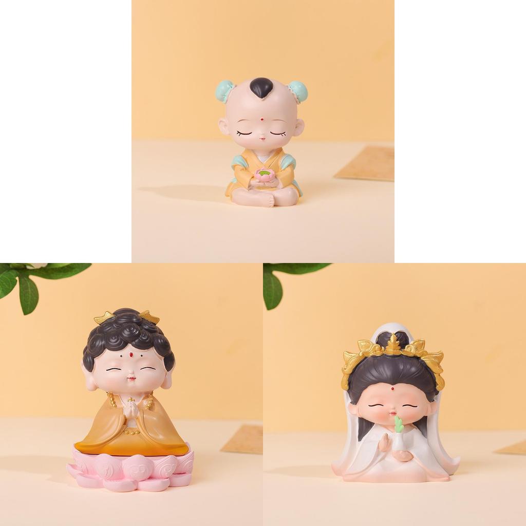 Buddhist Blessing Resin Figurine With Lotus Base For Home Decor And Giftgiving