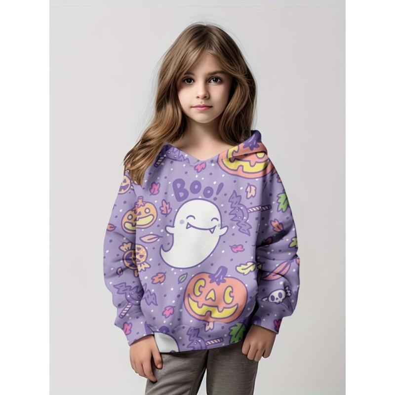 Felpe Splendido Teschio Stampa 3D Ragazze Felpa Pullover Vestibilità Comoda Festa di Halloween Manica Lunga Vestiti per Bambini Top per Bambina