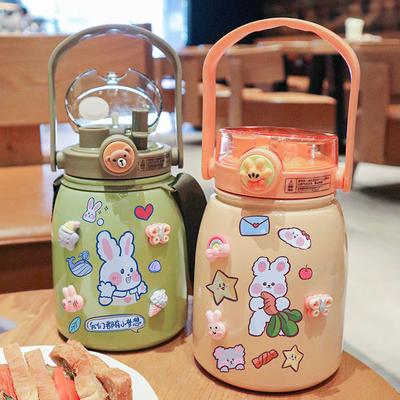 Large Capacity 1000ml Heat Preservation Cup Stainless Steel Heat Preservation Cup Lovely Cartoon Cold Preservation Cup Portable Cup
