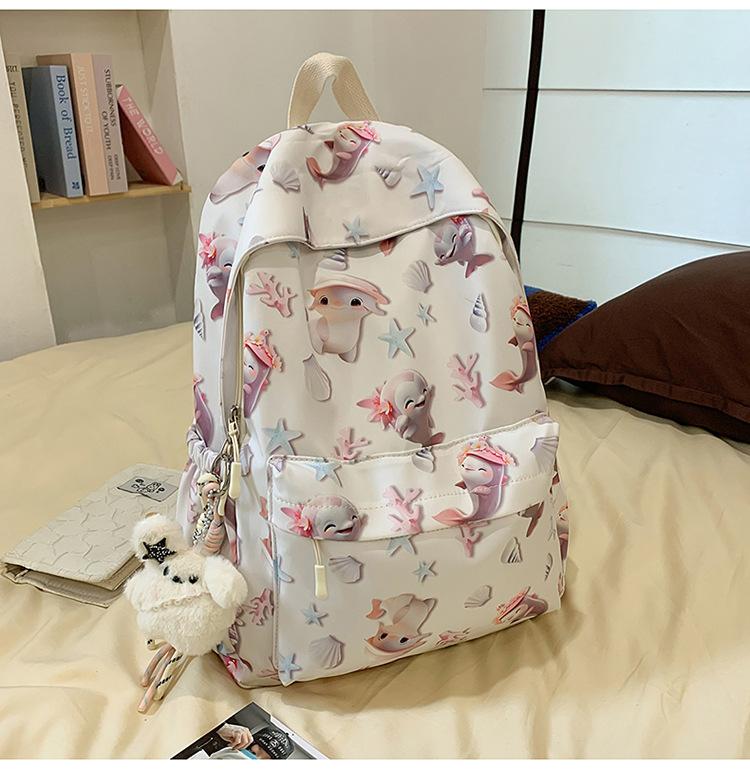 School Bag High Value Printing Cartoon Back Large Capacity Junior High School Students Cute Casual Light Versatile