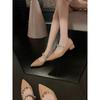 Pointed Rhinestone Word with Light Mouth Low Heel Mary Jane Shoes Women's Small Thick Heel Single Shoes