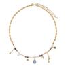 Blue Crystal Star Necklace with Moon Charm Pearls Detail Lightweight Dainty Crystal Neckchain Evening Party Jewelry