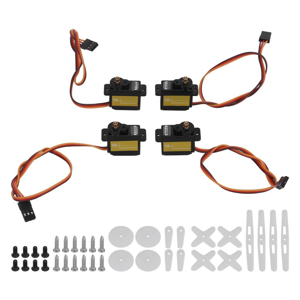 4Pcs Servo Motors Stable Performance Good Linearity Precise Control 180 Degree Rotation Micro Servo for Robot Fixed Wing