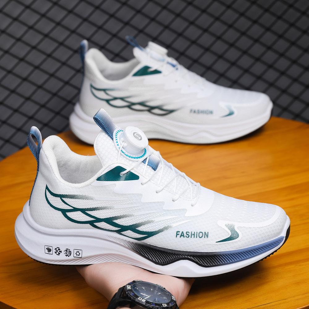 Men's Shoes 2025 Spring New Sports Shoes Breathable and Lightweight Teenagers Rotating Button Running Shoes Sports Dad Shoes