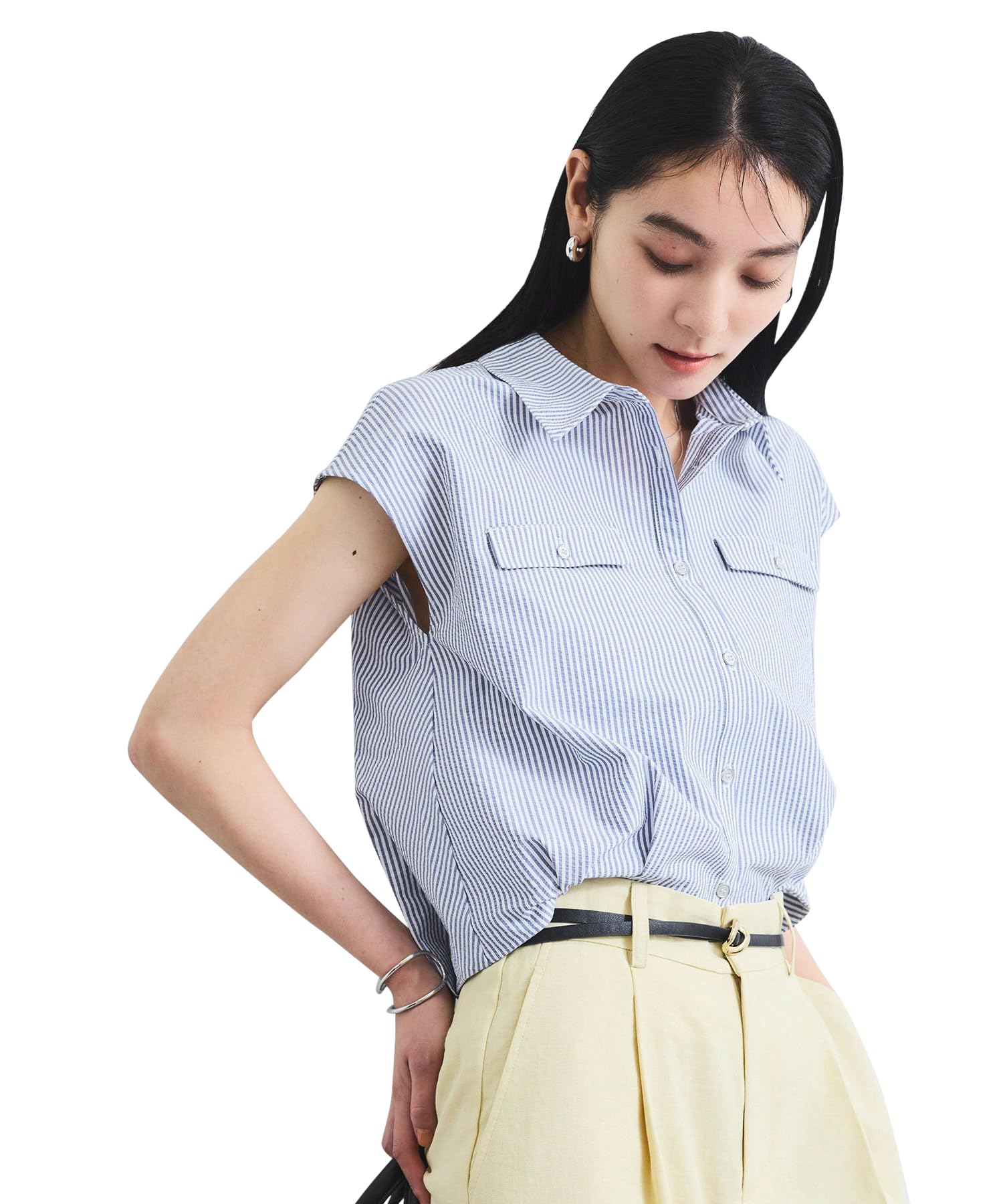 

French Sleeve Soccer UV Blue [BIS] Women s Blouse, Protection/Washable, (46)