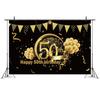 7x5ft Happy 18th 40th 50th Birthday Backdrop Black Gold Balloons Golden Glitter Sparkling Stars Men Women Baby Party Backdrop