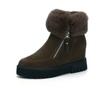 Fashion Waterproof Plush Warm Ankle Boots Women Zip Fur Faux Suede Snow Boots Non-slip Cotton Shoes Women's Winter Boots Botas Mujer