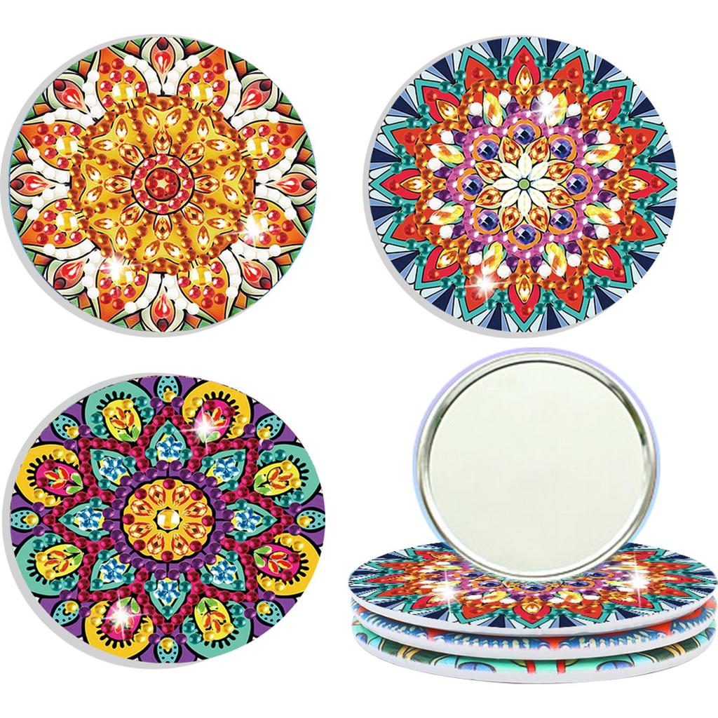 Datura Pocket Mirror 3pcs Diamond Painting Mirror Portable DIY Rhinestone Embroidery Mosaic Makeup Mirror Art Craft Set for Girl