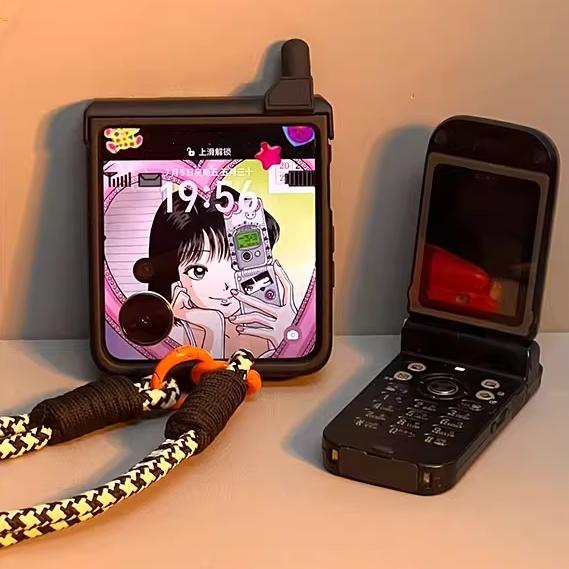 Korean Cute Mobile Phone Model Case For Samsung Galaxy Z Flip 7 Flip 6/5 Lovely Girl Cover For Motorola Razr 60 Razr 50 40 Ultra