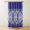 Golden Baroque Symmetrical Shower Curtain, Paisley Bohemian Tribal Ethnic Damask Ornament Luxury Design Bathroom Shower Curtain