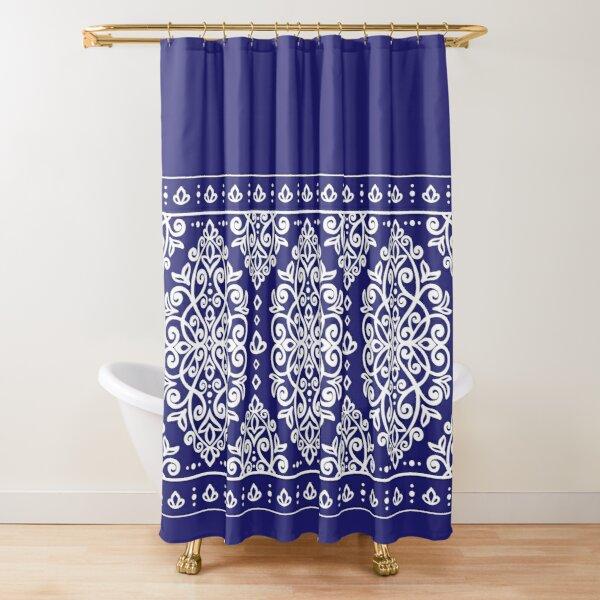 Golden Baroque Symmetrical Shower Curtain, Paisley Bohemian Tribal Ethnic Damask Ornament Luxury Design Bathroom Shower Curtain