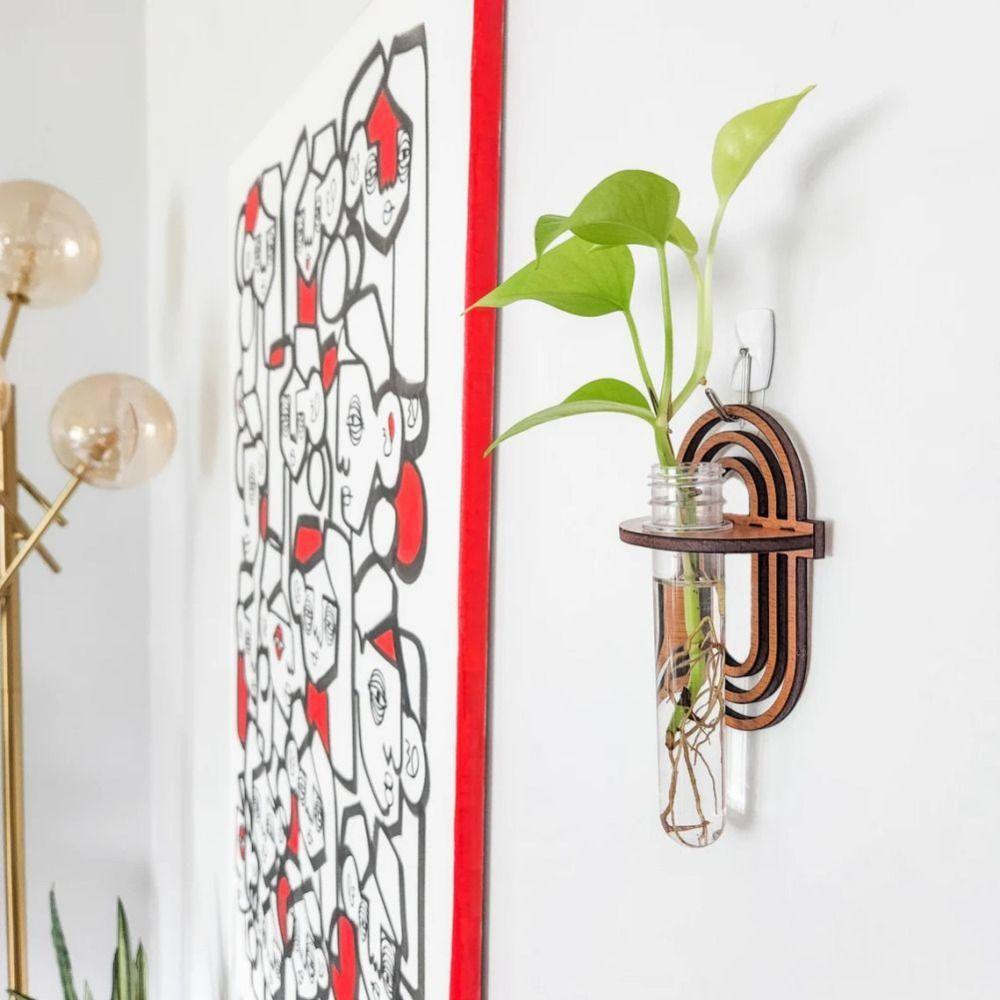 Wandbehang Holz Hydroponisches Pflanzenregal Langlebiger Pflanzenhalter Anhänger Wandvase Badezimmer