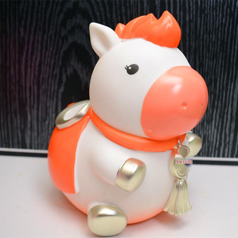 Year of the Horse Piggy Bank: Zodiac-Themed Money Box for Horse Year Babies, Creative Lucky Souvenir Horse Doll. Approximately 19CM
