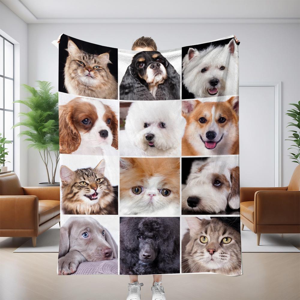 1pz Plaid Tema Animali Carini Gatti Cani Amante Coperta in Flanella Regali Morbida Calda sottile Coperte per Divano Letto Auto Campeggio tutte le stagioni