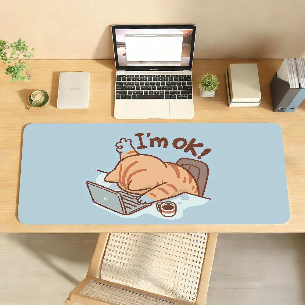 Cute Cat Illustration Mouse Pad For Office Gaming And Keyboards Non-Slip Large Waterproof