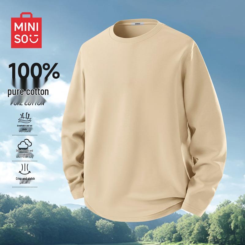 MINISO Men's Casual Long Sleeve Round Neck T-Shirt
