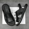 2024 Summer Men's Genuine Leather Two-Way Casual Beach Sandals Soft Cowhide