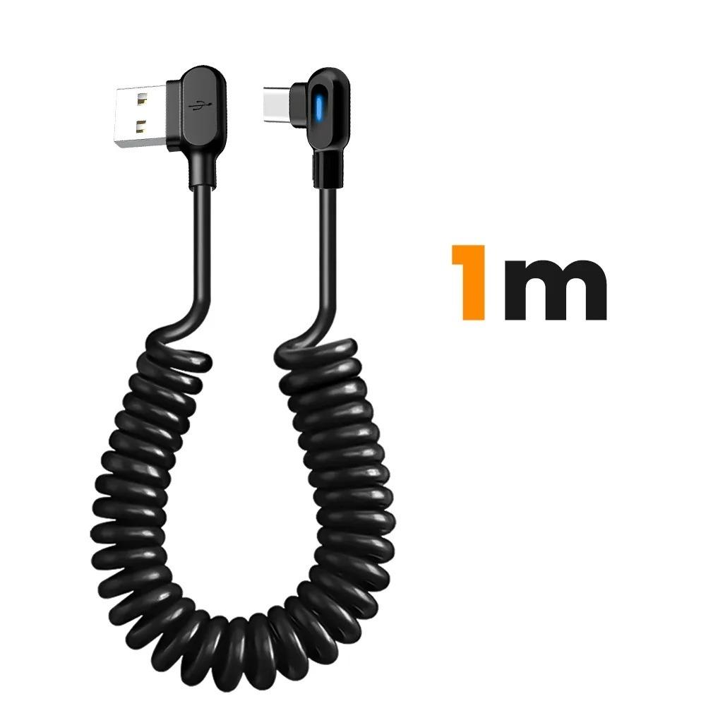 

Black 6A Spring Data Cable PVC Car Spring Data Cable for Samsung Huawei Xiaomi Car 1M