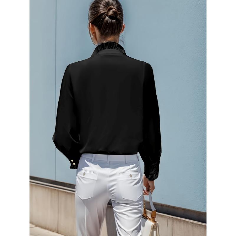 Women Elegant Ruffled Long Sleeve Blouse Plus Size