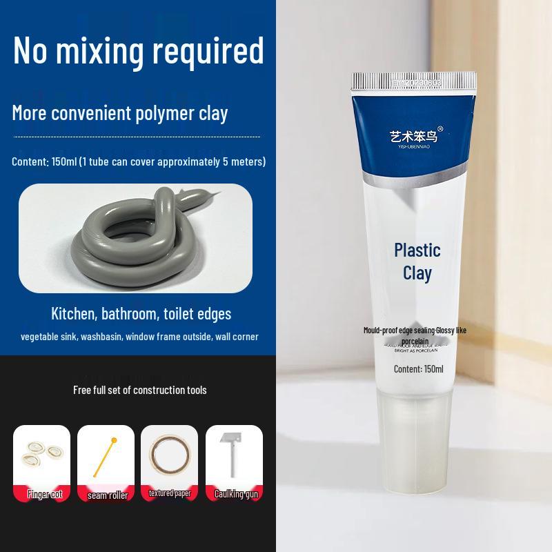 Waterproof Anti-Mold Sealant for Kitchen & Bathroom: White Plastic Steel Clay Glue