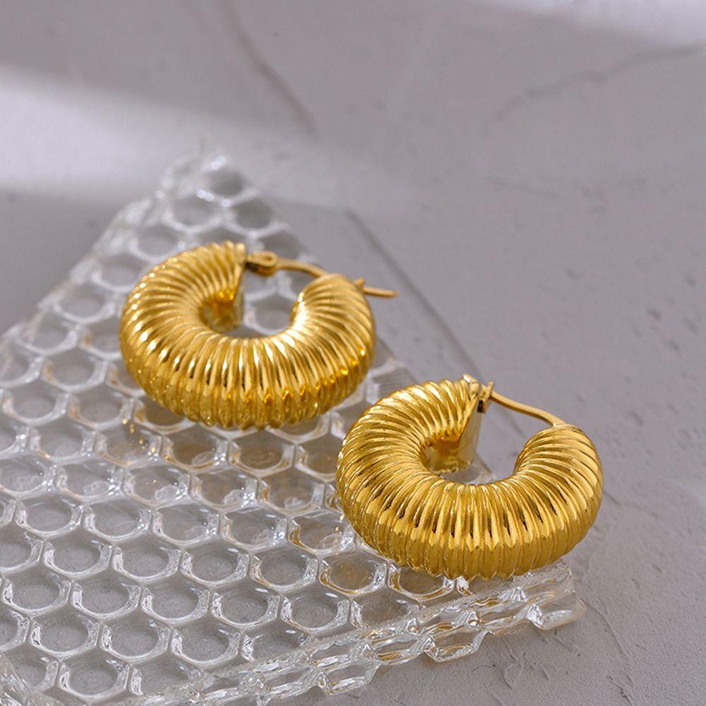 

Простые медные серьги-пряжки для ушей, женские круглые серьги-гвоздики, модные ювелирные изделия, серьги с металлической текстурой