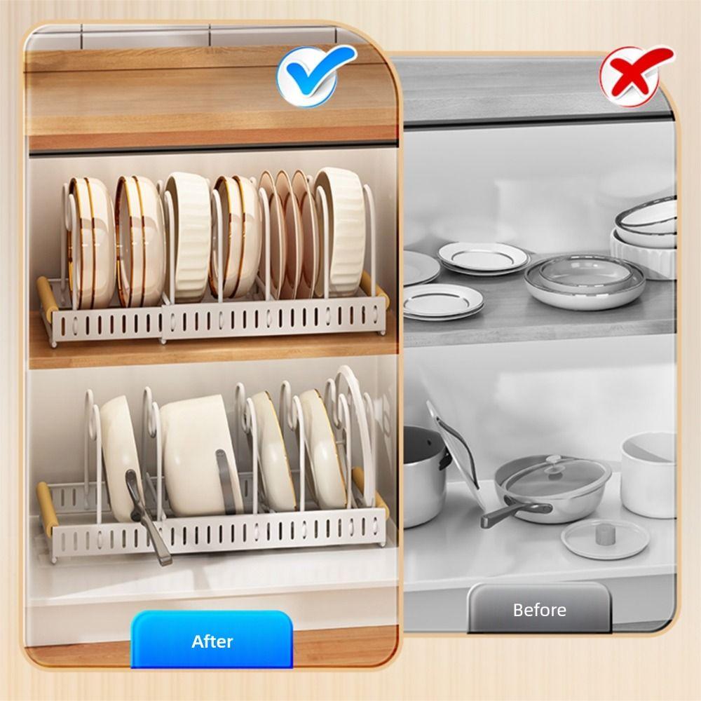 Adjustable Length Kitchen Racks Organizer Expandable Pot Lid Holder Pot Lid Rack  Cooking Space