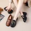 Cowhide women's shoes, genuine leather, low-top thick heel, medium heel, soft sole, soft surface, round head, comfortable and versatile, casual office