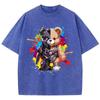 Womans Cotton Washed T-Shirts Fashion Loose O-Neck Tees Mech Warrior Bear Printing Short Sleeve Female Clothes