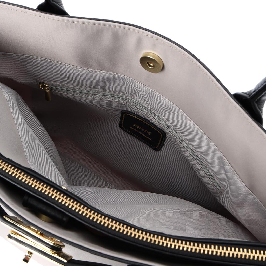 Nylon and cowhide tote bag with twisted hardware