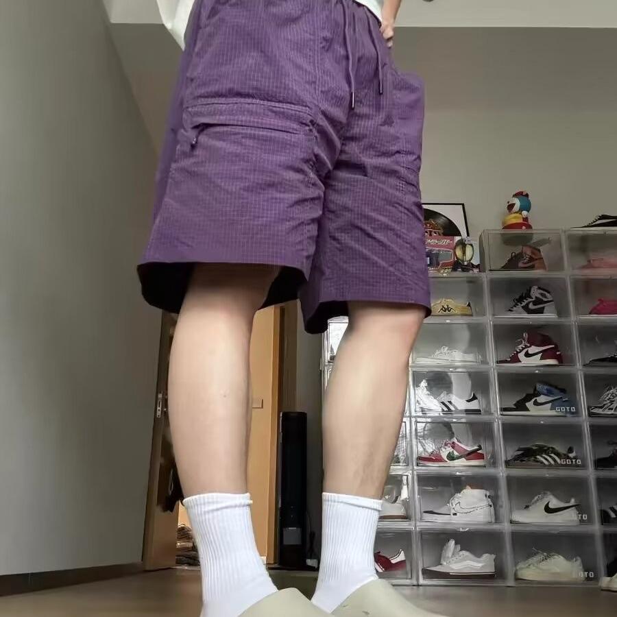 Men's 2024 Plus-Size Purple Quick-Dry Mesh Sports Shorts - Breathable, Casual Fit