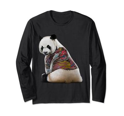 Giant Panda Traditional Japanese Dragon Tattoo Irezumi Long Sleeve T-Shirt
