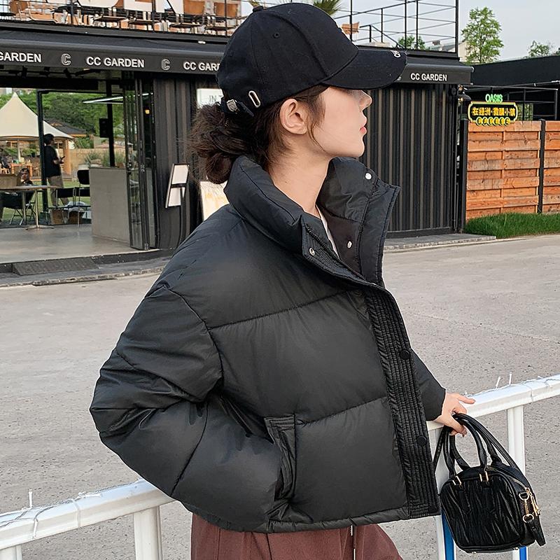 

Осенне-зимняя мода однотонные свободные короткие теплые утолщенные пальто для женщин S чёрный