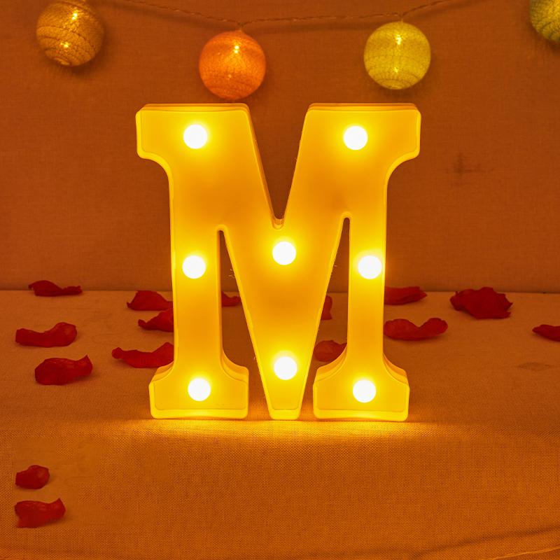 Alphabet Letter LED Lights Luminous Number Lamp Decor Battery Night Light for Home Wedding Birthday Christmas Party Decoration KTY