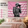 Pop-Sänger Justin B-Bieber Wandteppich Flachdruck Rosa Sterne Streifen Flagge Wandbehang für Schlafzimmer Wohnzimmer Studentenwohnheim Ästhetische Dekoration
