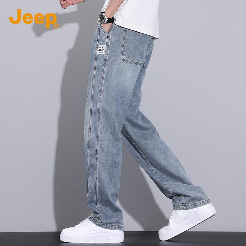 JEEP Men's Loose Fit Straight-Leg Jeans