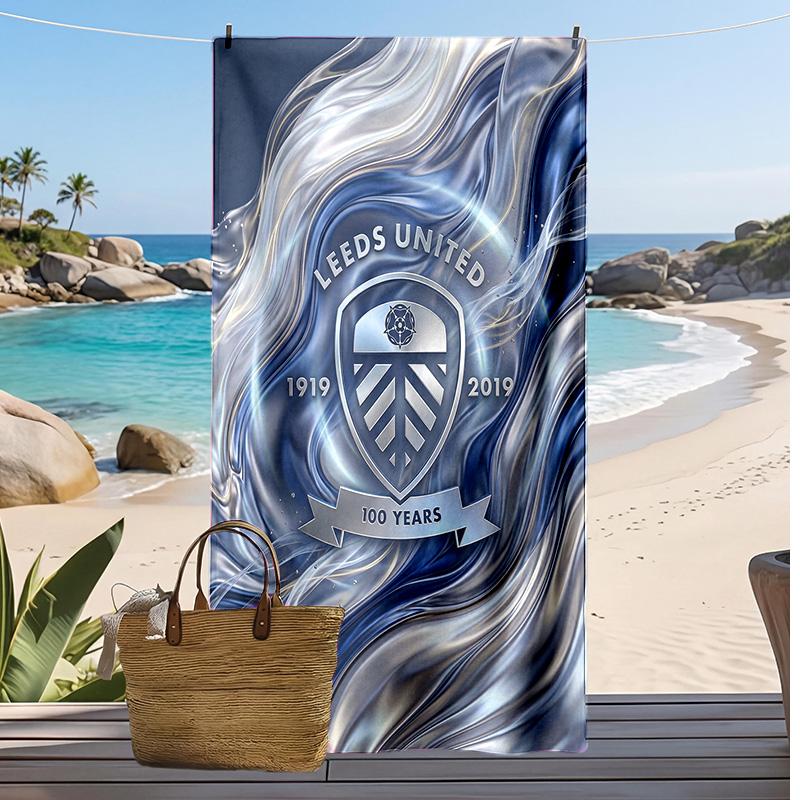 Asciugamano da Spiaggia con Stampa Leeds United Football, Asciugamano Grande Morbido ad Asciugatura Rapida per Spiaggia Campeggio Nuoto