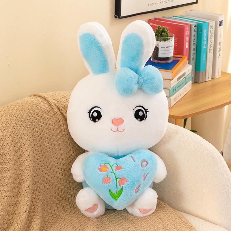 Heart Bunny Plush Doll Bedtime Stuffed Animal Birthday Gift Comfort Pillow Toy