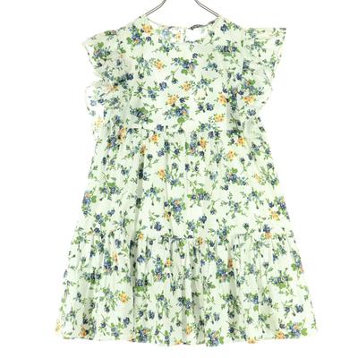 Unused Floral French Sleeve Frill Knee-length Dress M White Women Used
