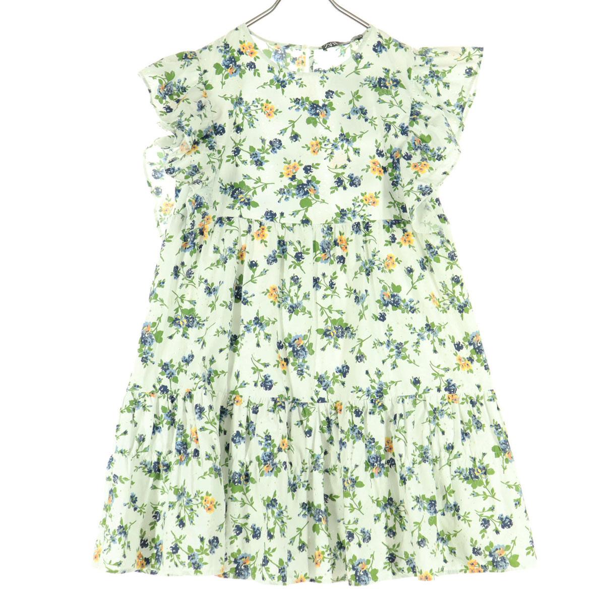 

unused ZARA Floral French sleeve Frill Knee-length dress M white Women Used